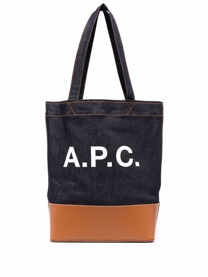 A.P.C. Denim Leather Logo Tote