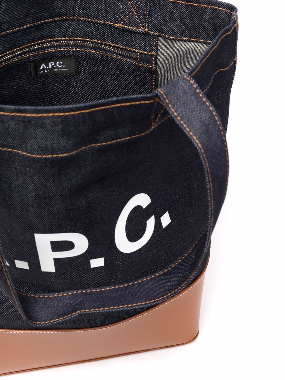 A.P.C. Denim Leather Logo Tote