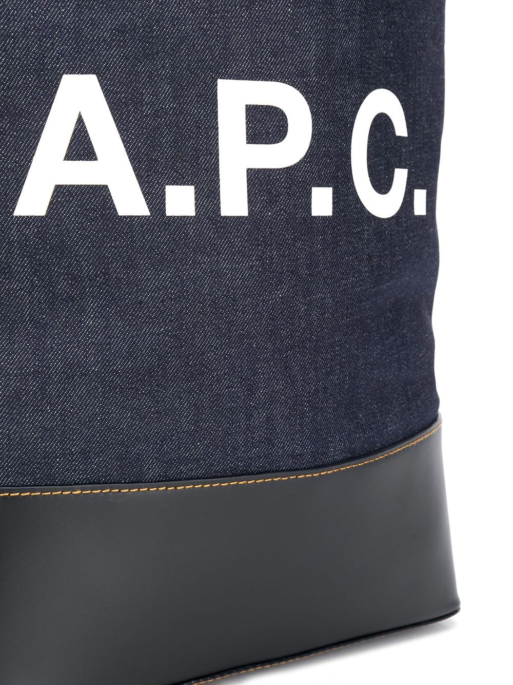 A.P.C. Denim & Leather Logo Tote