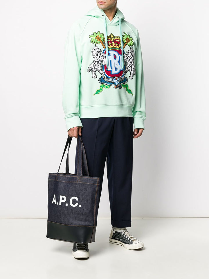 A.P.C. Denim & Leather Logo Tote