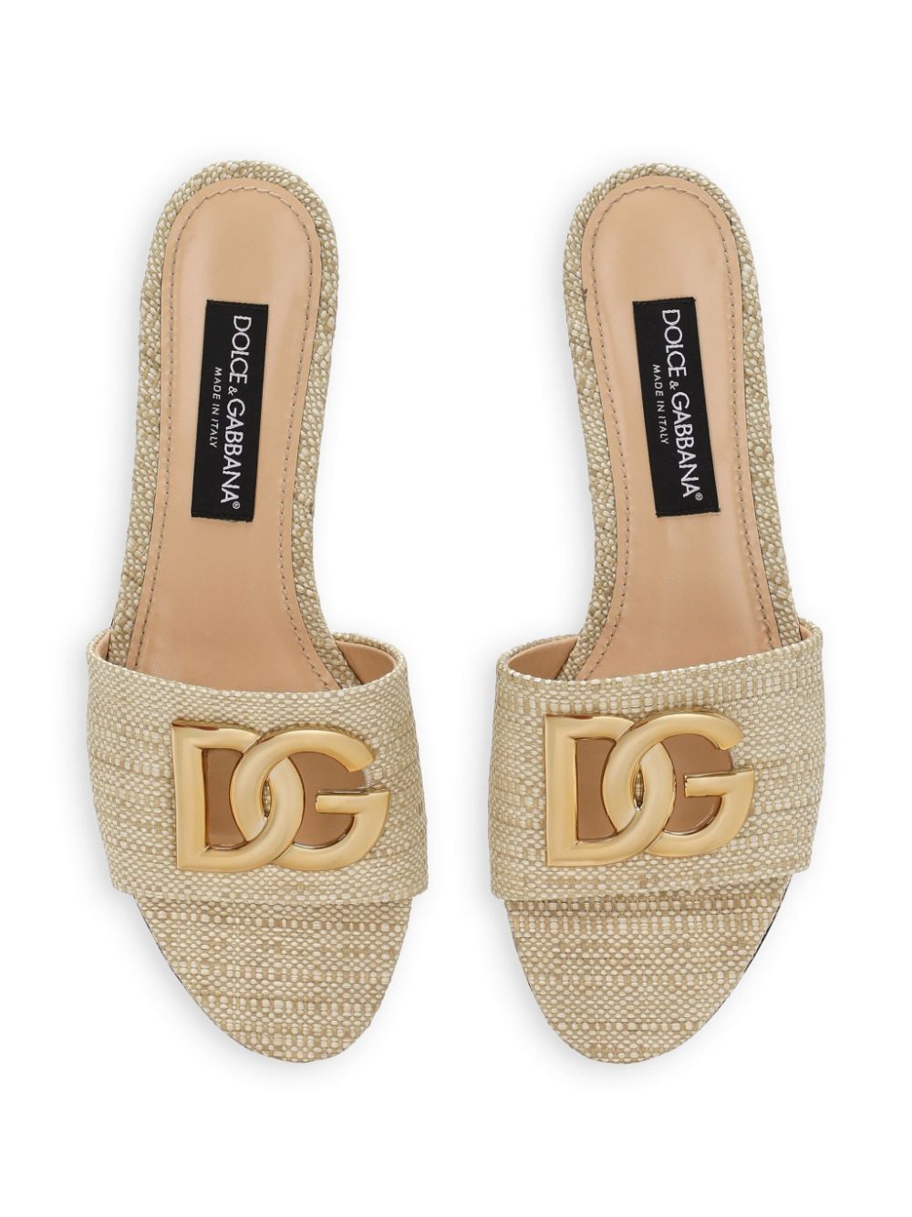 Dolce & Gabbana DG logo Raffia Slides