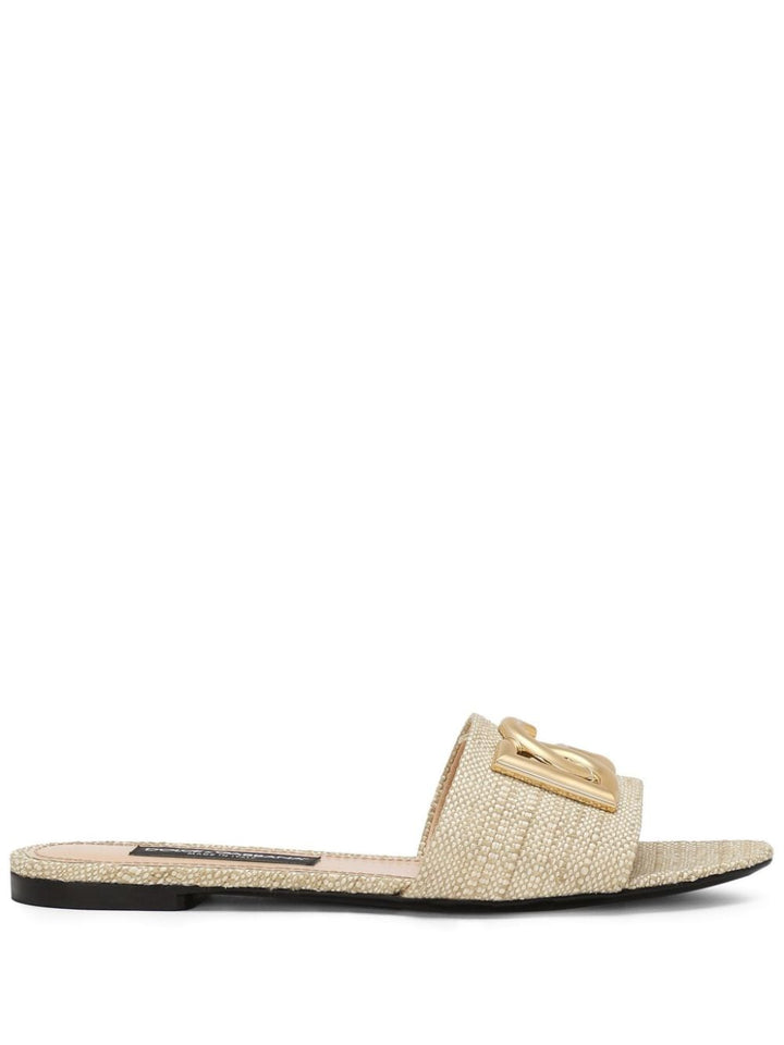 Dolce & Gabbana DG logo Raffia Slides