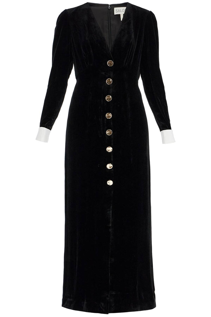 Saloni velvet dress with buttons