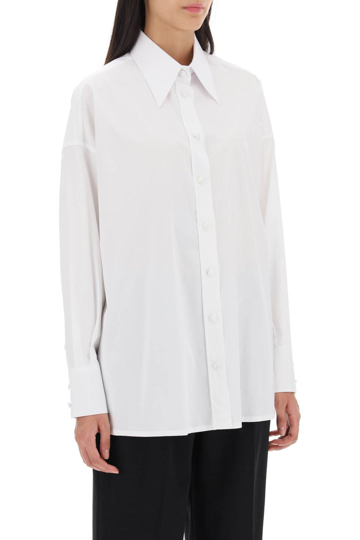 Dolce & Gabbana Maxi Shirt With Satin Buttons   Bianco