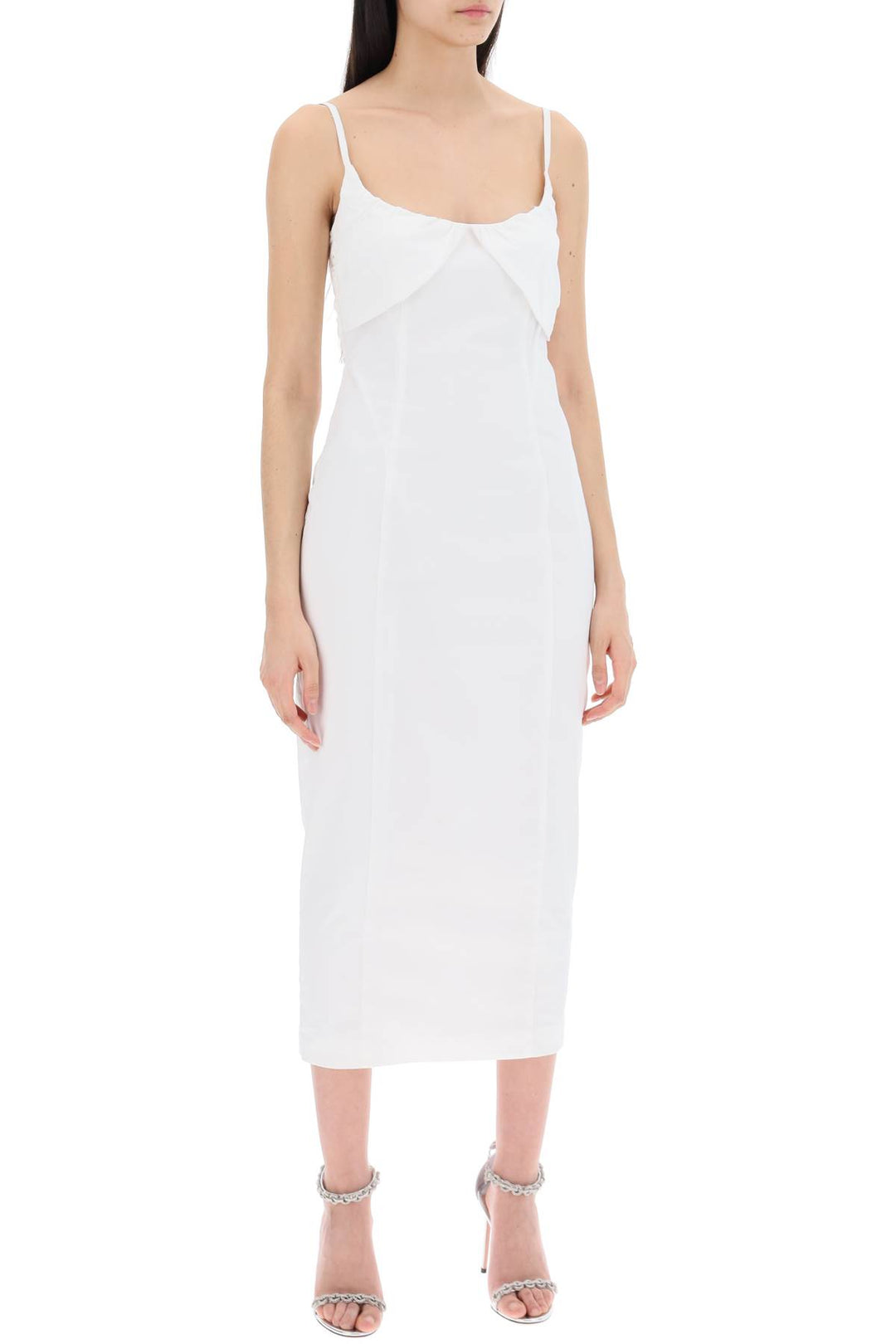 Rotate midi dress with ruffles