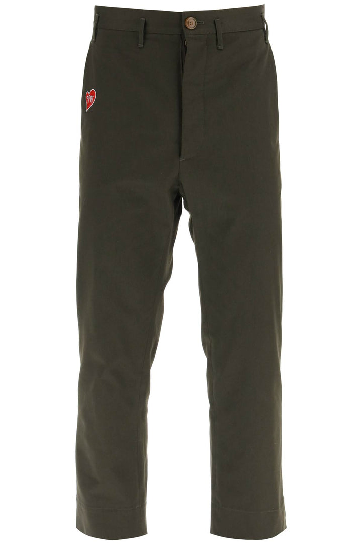 Vivienne Westwood Cropped Cruise Pants Featuring Embroidered Heart Shaped Logo   Verde