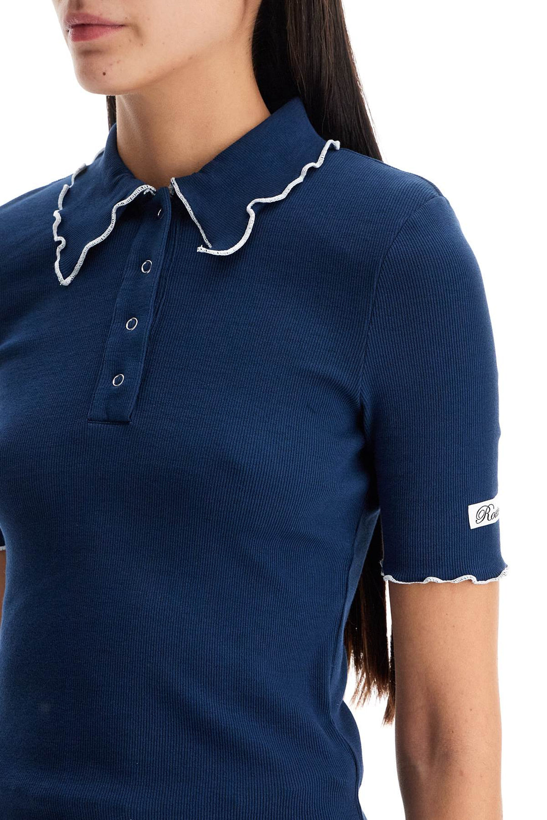 Rotate fitted polo shirt with contrasting hems