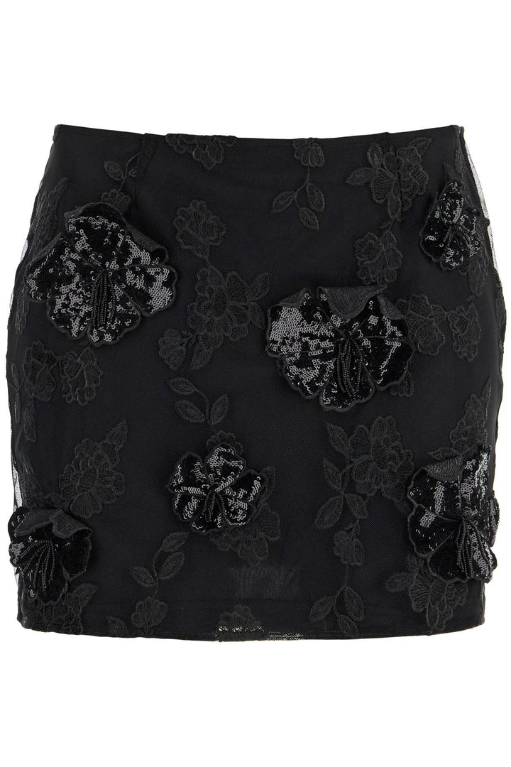 Rotate mini floral mesh skirt