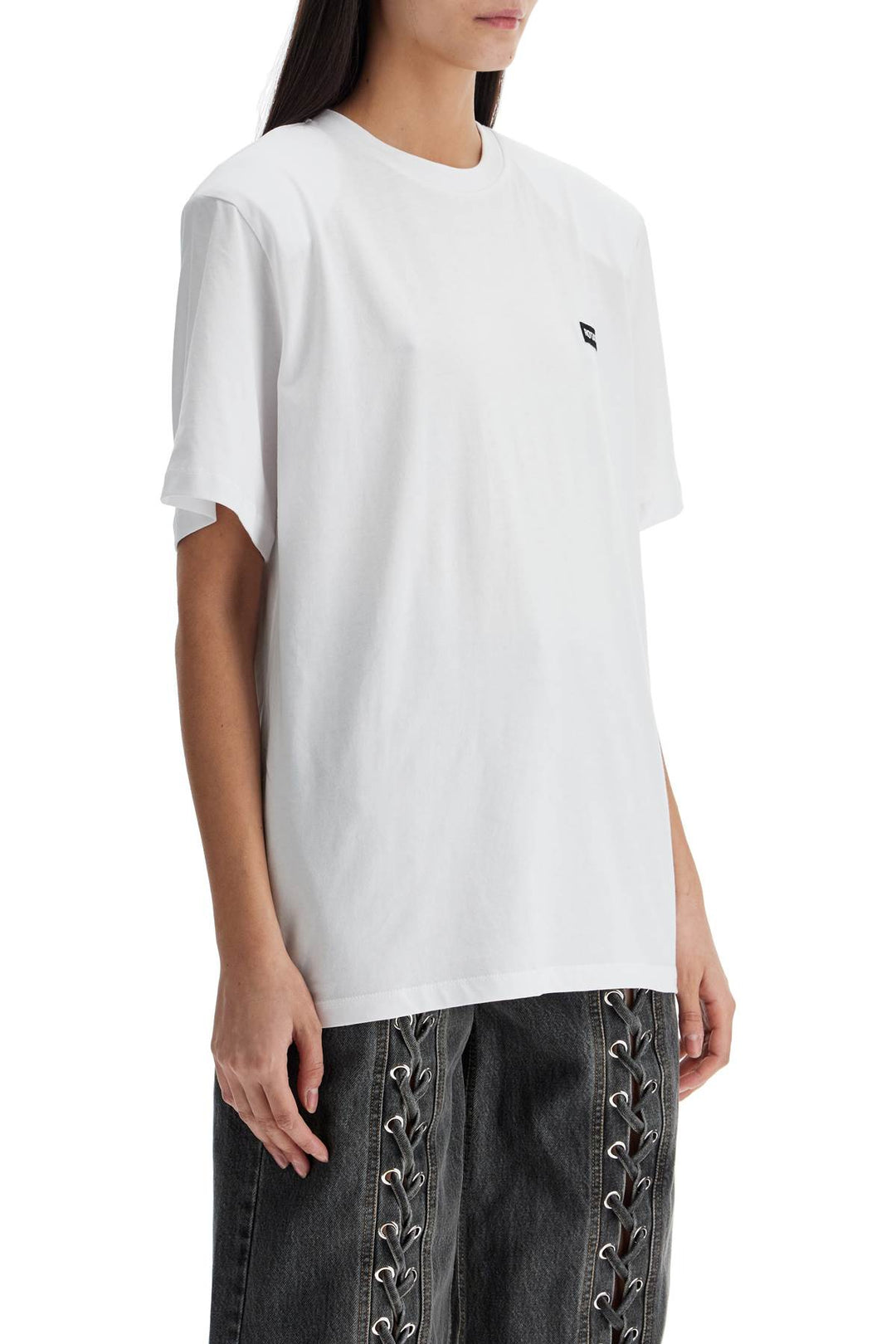 z Rotate white organic cotton t-shirt with wide neck