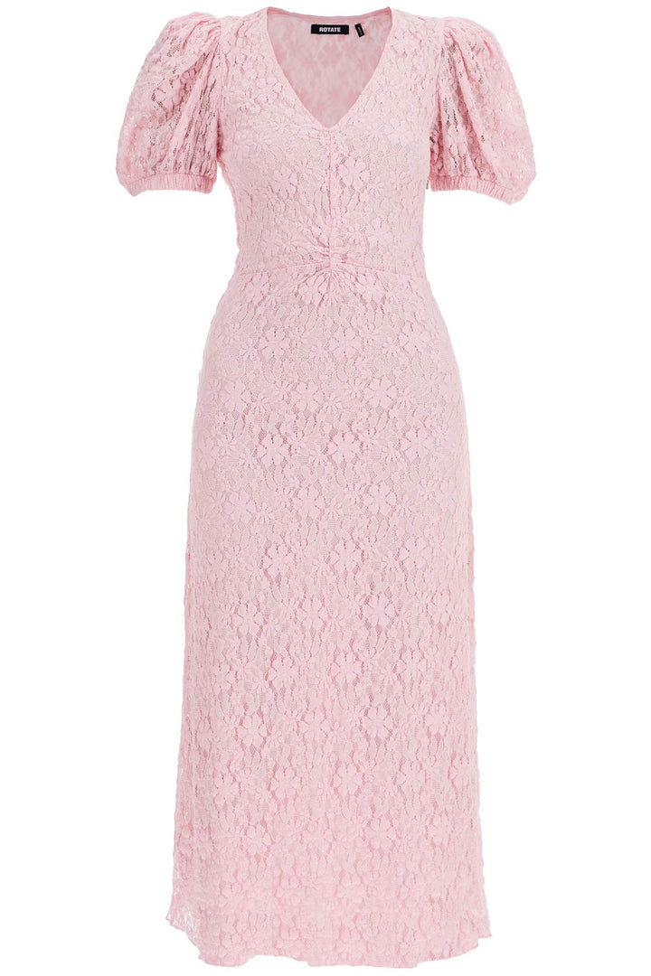 Rotate lace midi dress with puff sleeves