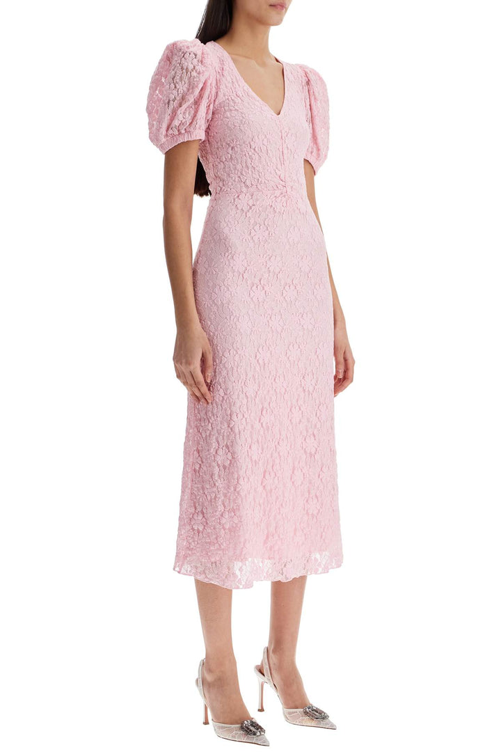 Rotate lace midi dress with puff sleeves