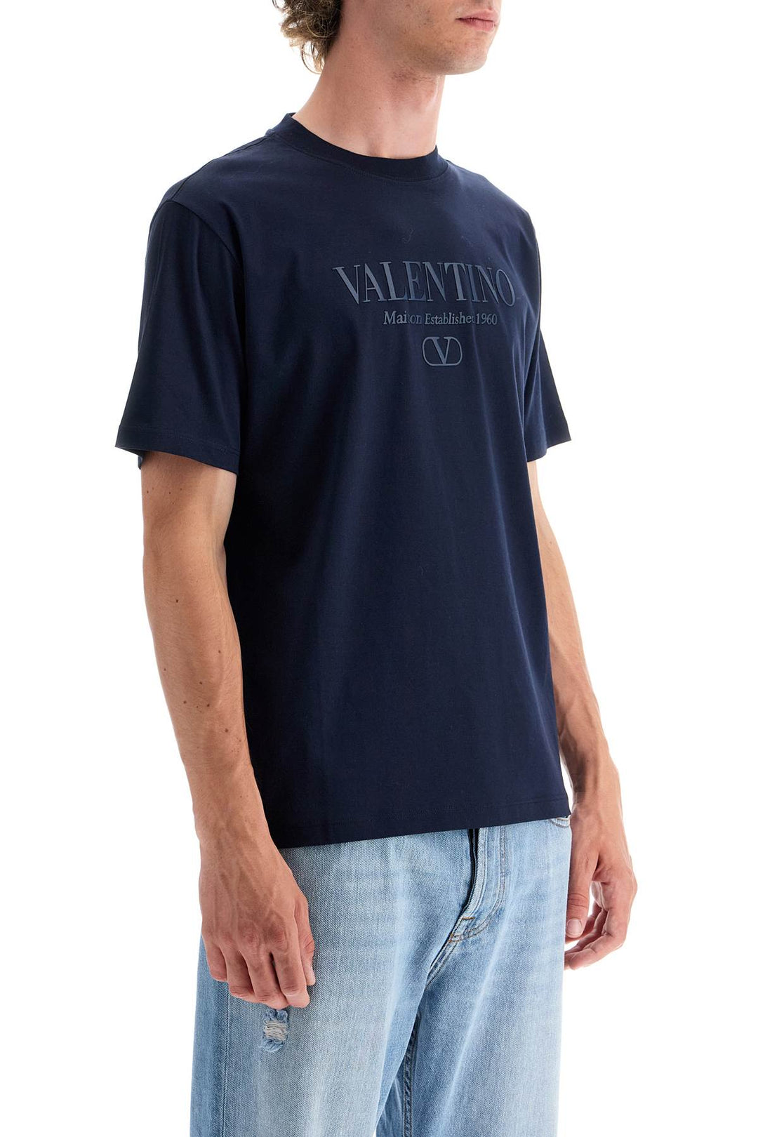 Valentino Garavani T Shirt With Logo Print   Blue