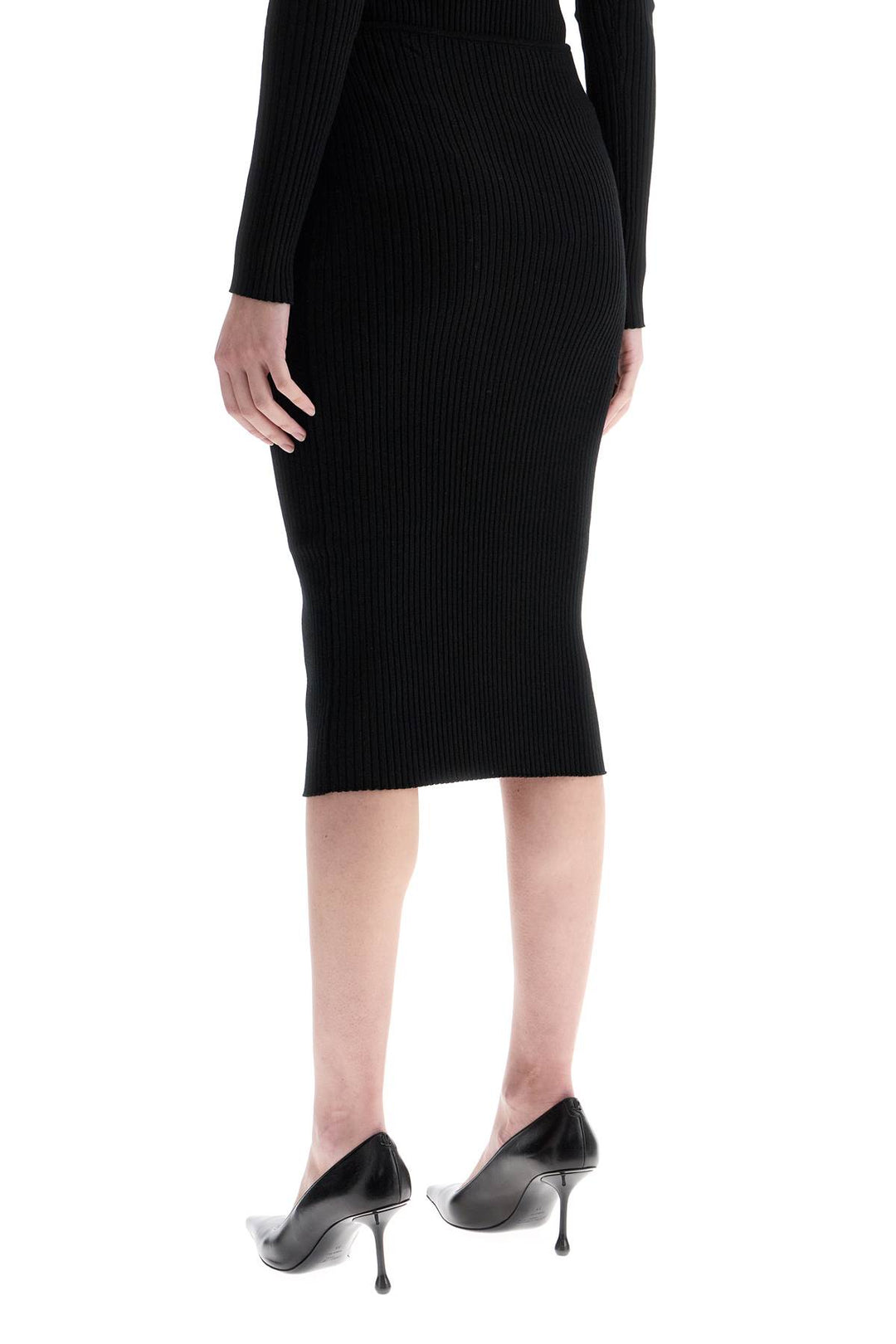 Courreges black midi ribbed skirt