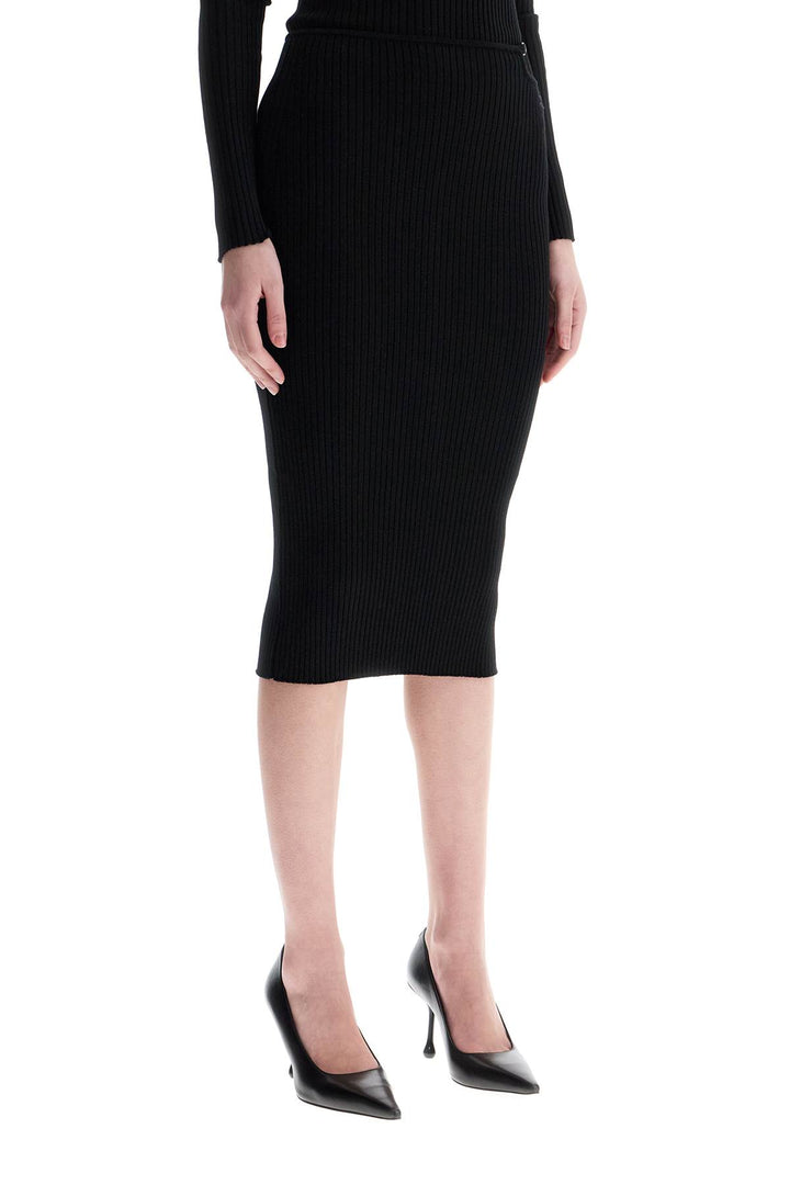 Courreges black midi ribbed skirt