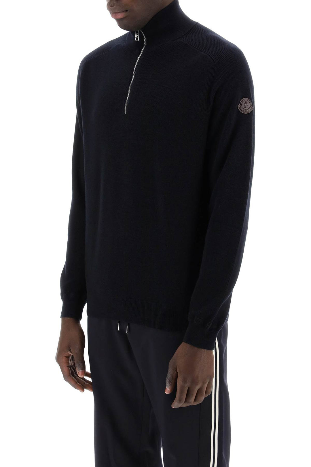 Moncler Cotton And Cashmere Blend Pullover   Blue