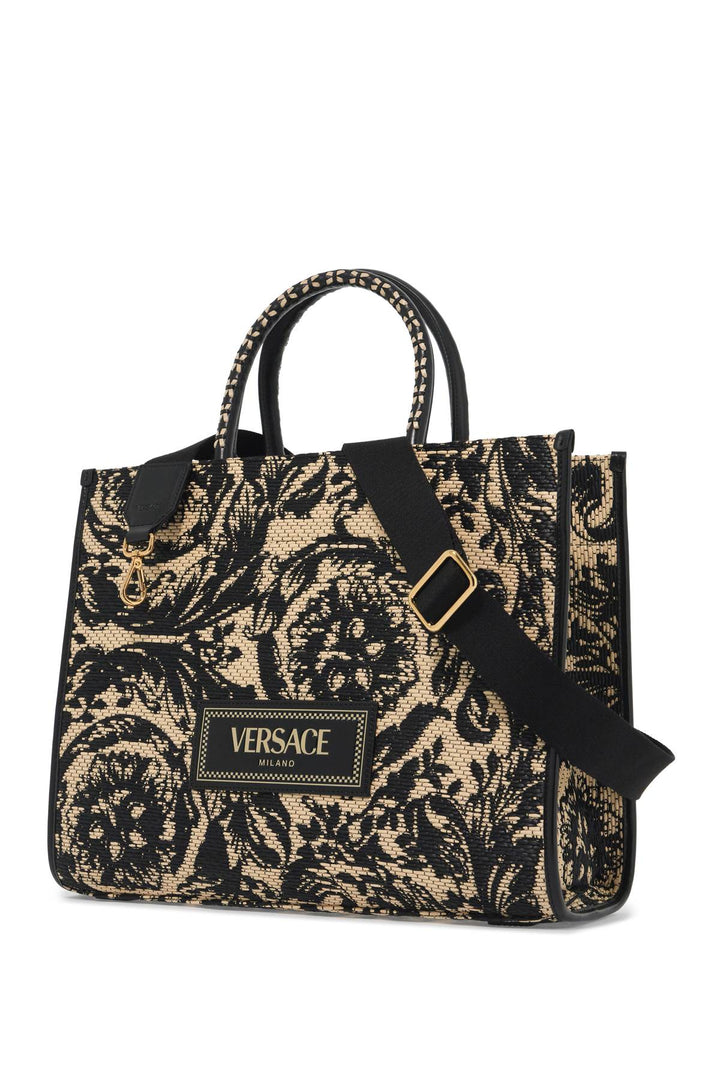Versace Medium Athena Barocco Tote Bag In Raff   Orange