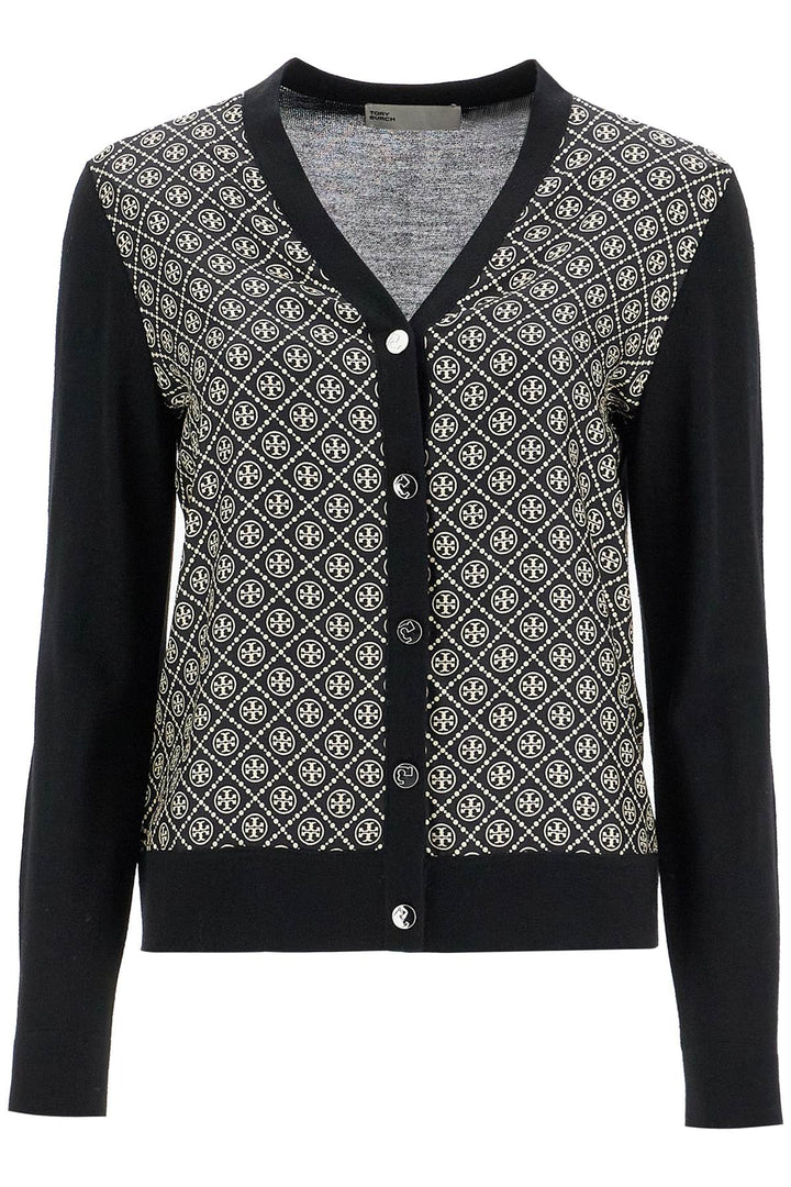 Tory Burch silk insert cardigan with eight