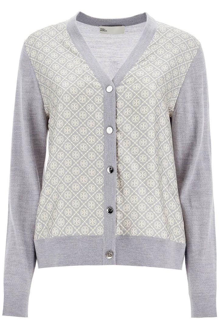 Tory Burch silk insert cardigan with eight