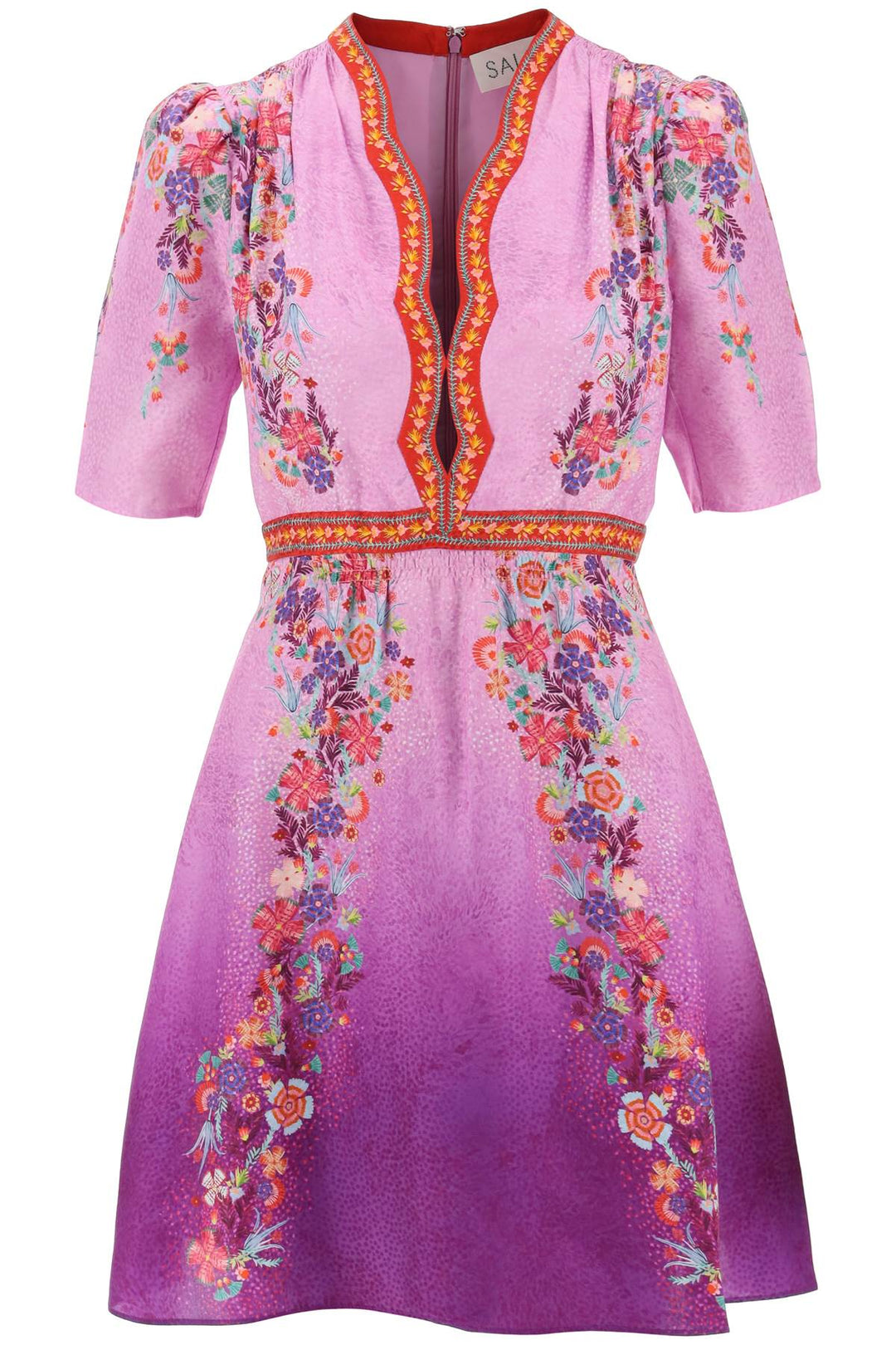 Saloni Replace With Double Quotesilk Mini Dress Tabith   Purple