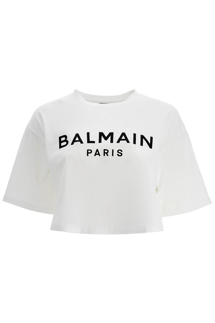 Balmain Logo Print Boxy T Shirt   White