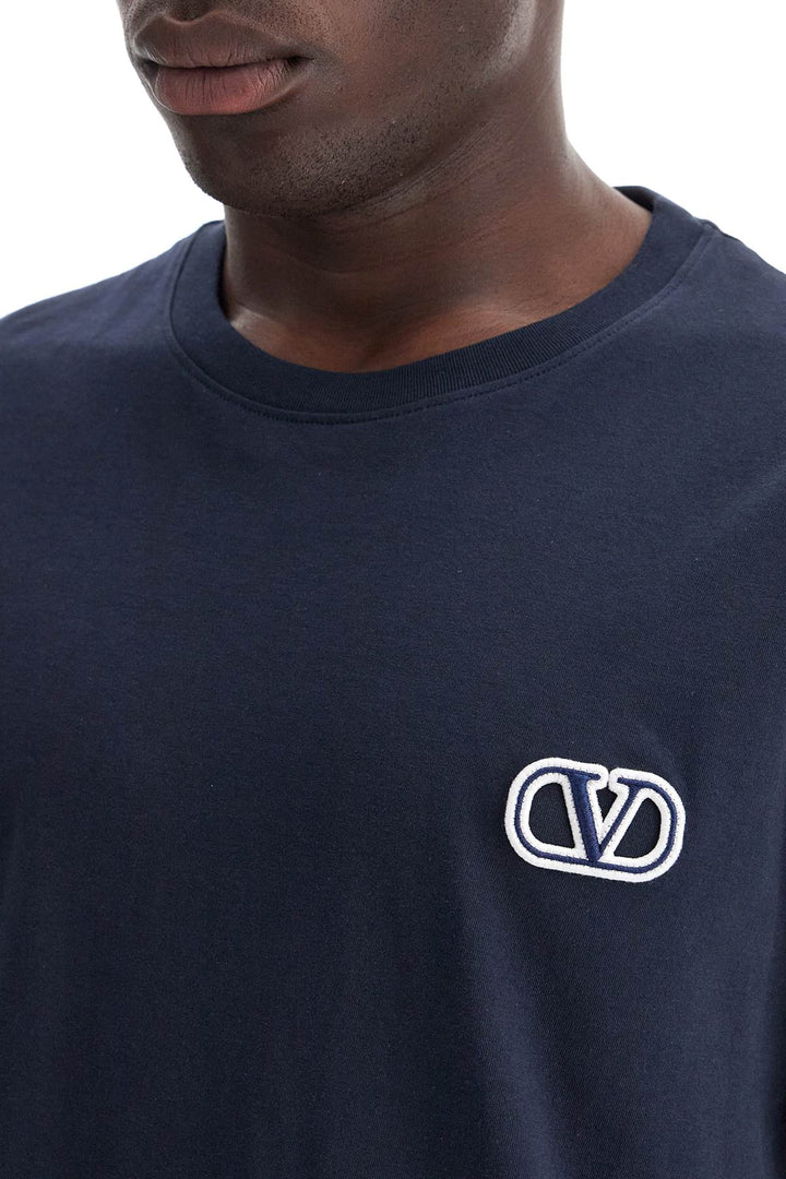Valentino Garavani T Shirt With Vlogo Signature Patch   Blue