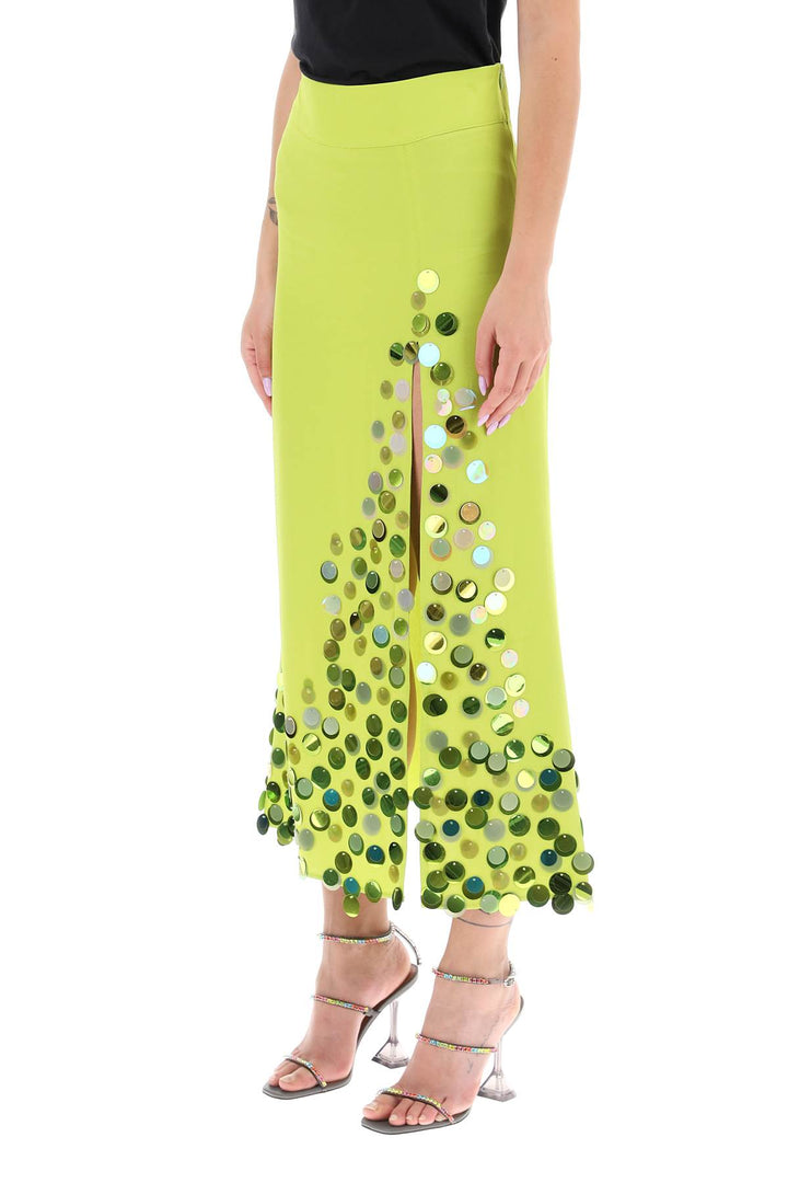 Art Dealer Midi Skirt With Maxi Sequins   Verde