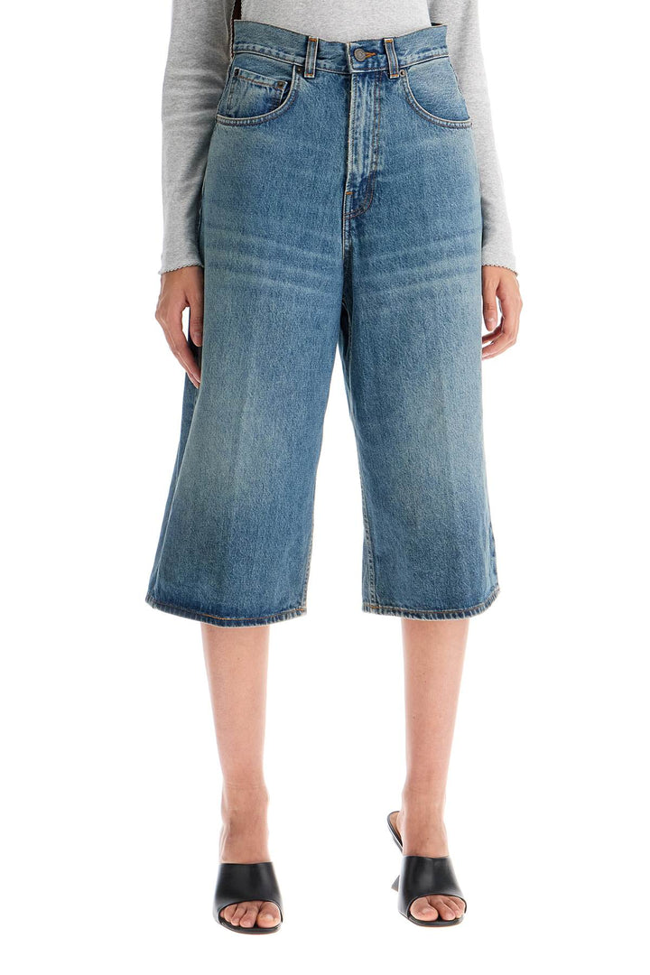 Haikure Knee Length Denim Shorts For Men   Blue