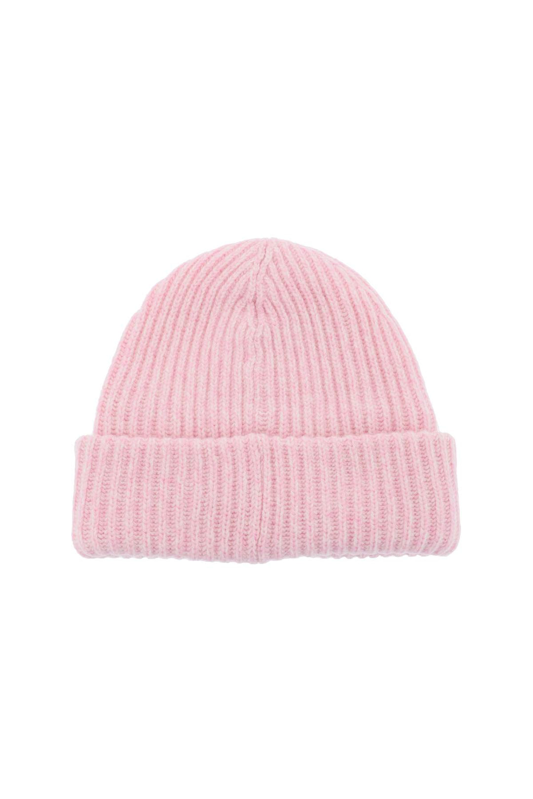 Ganni Beanie Hat With Logo Patch   Pink