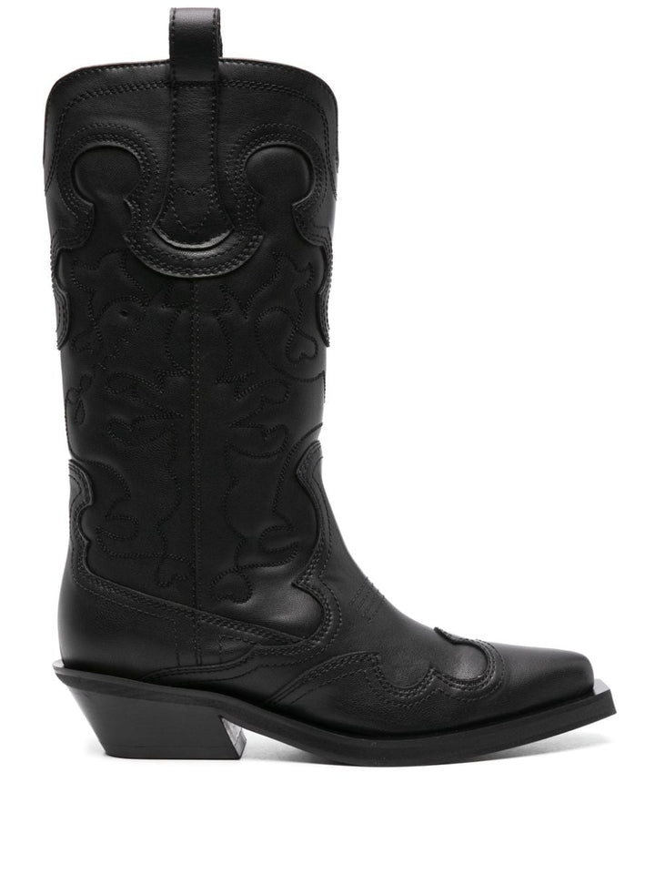 GANNI Embroidered Western Boots