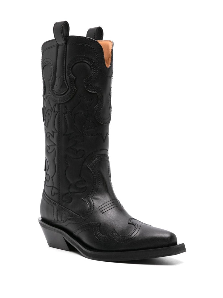 GANNI Embroidered Western Boots