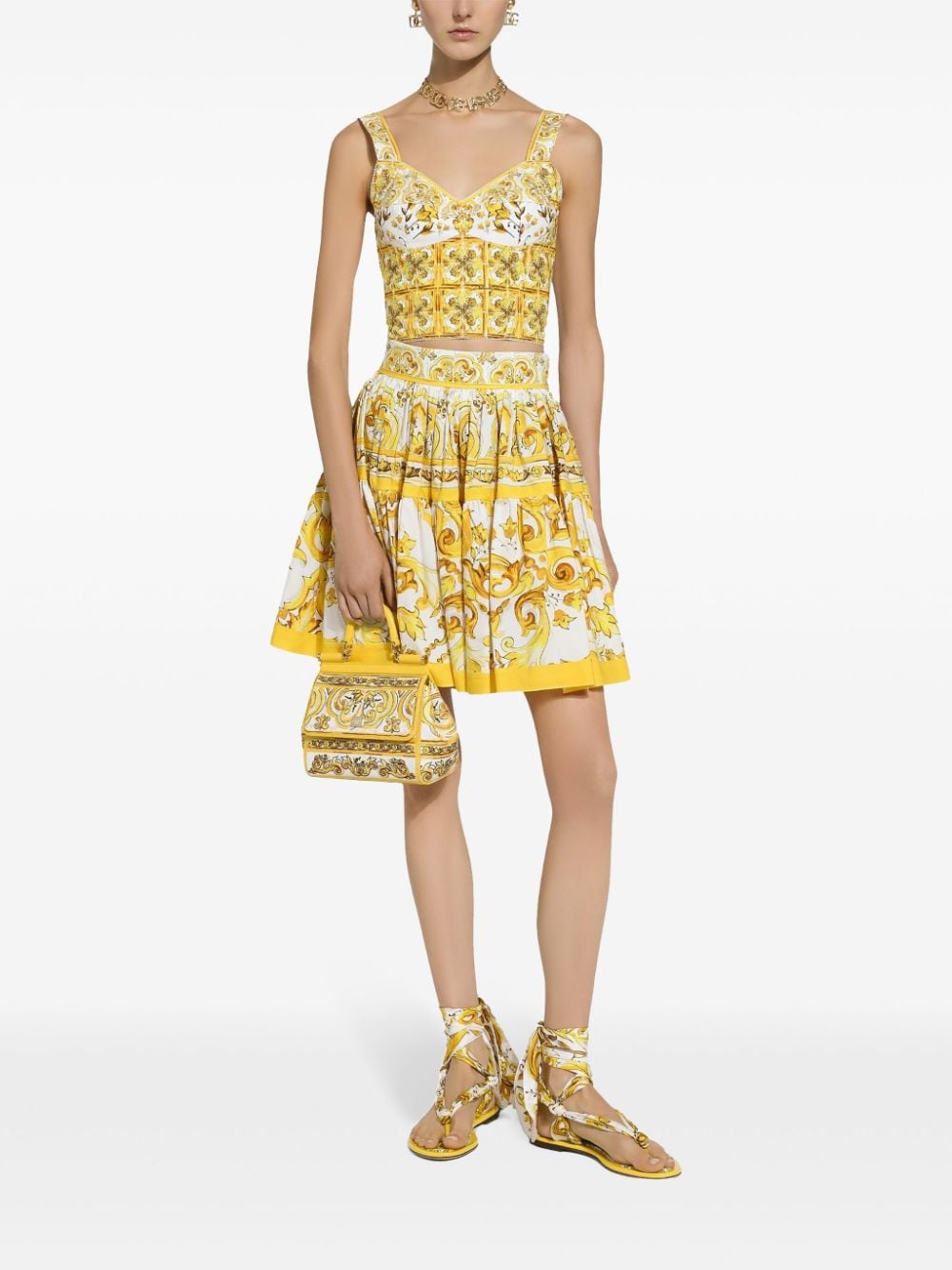 Dolce & Gabbana Majolica Bustier Top Yellow