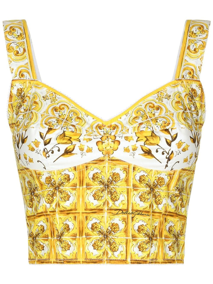 Dolce & Gabbana Majolica Bustier Top Yellow