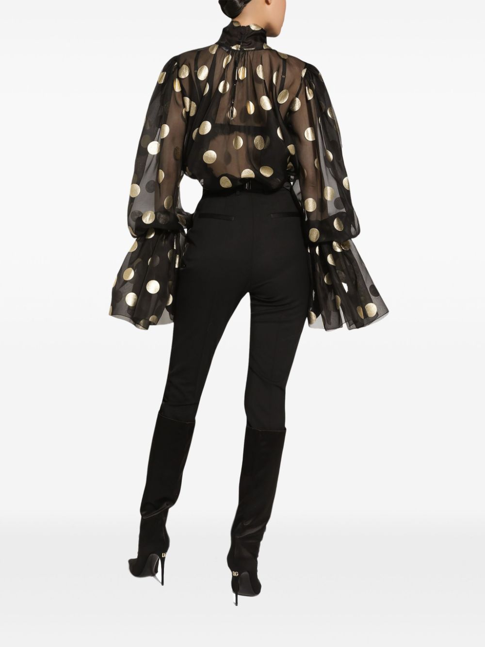 Dolce & Gabbana Silk Organza Blouse with Polka Dots