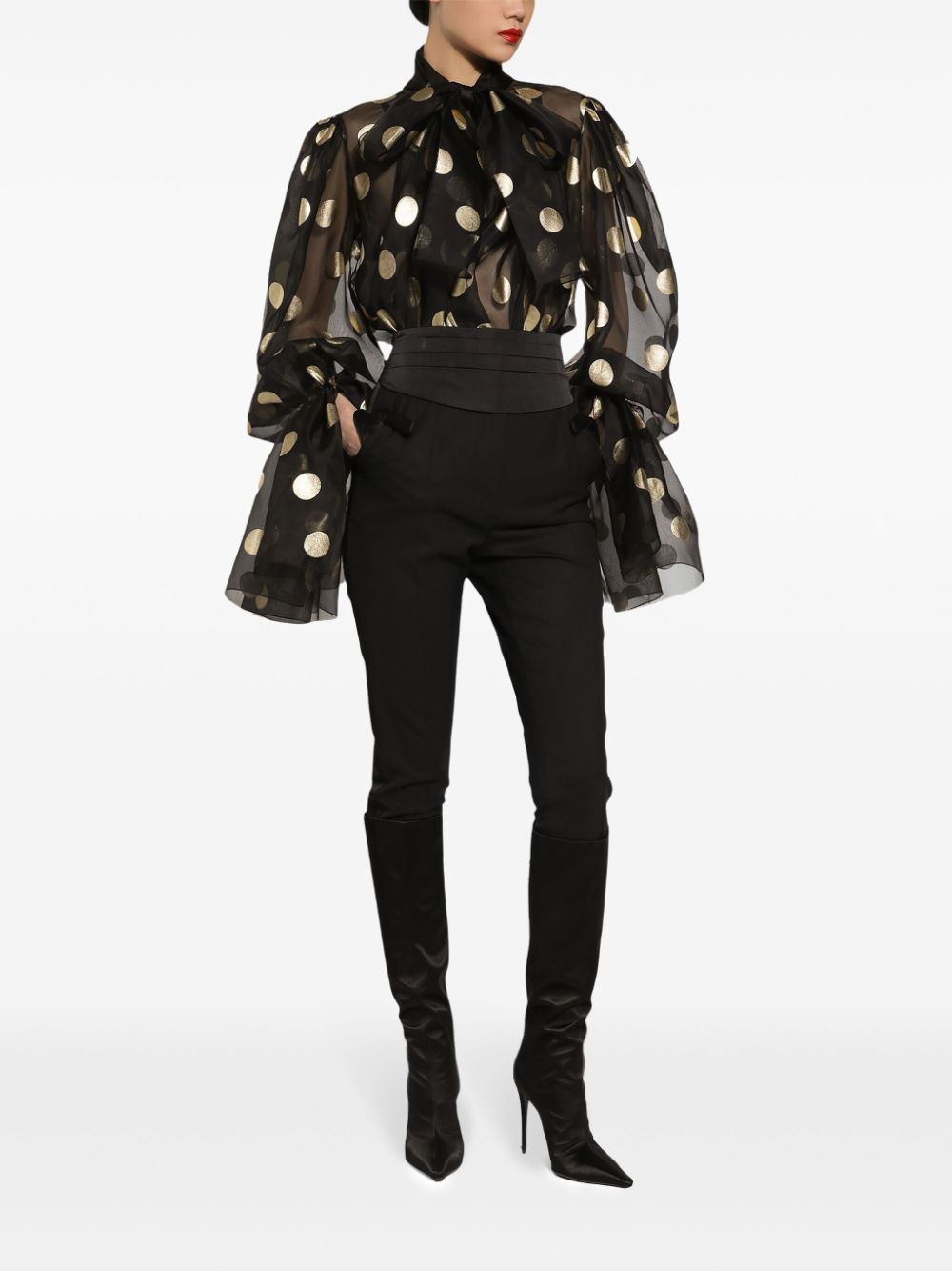 Dolce & Gabbana Silk Organza Blouse with Polka Dots