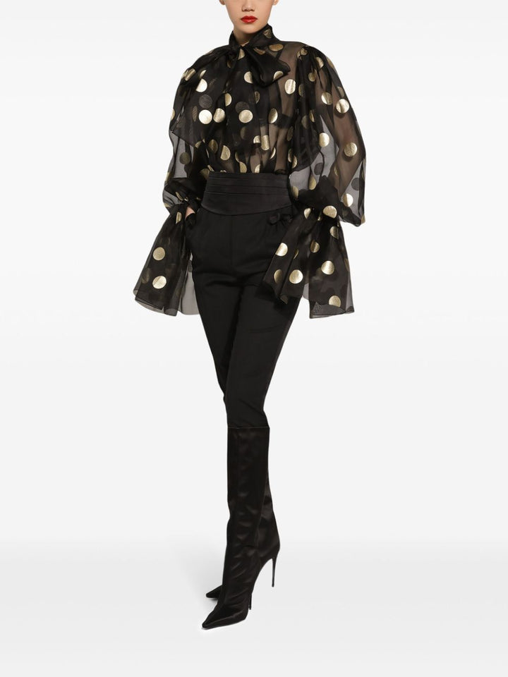 Dolce & Gabbana Silk Organza Blouse with Polka Dots