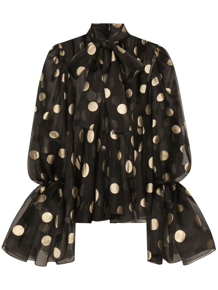 Dolce & Gabbana Silk Organza Blouse with Polka Dots