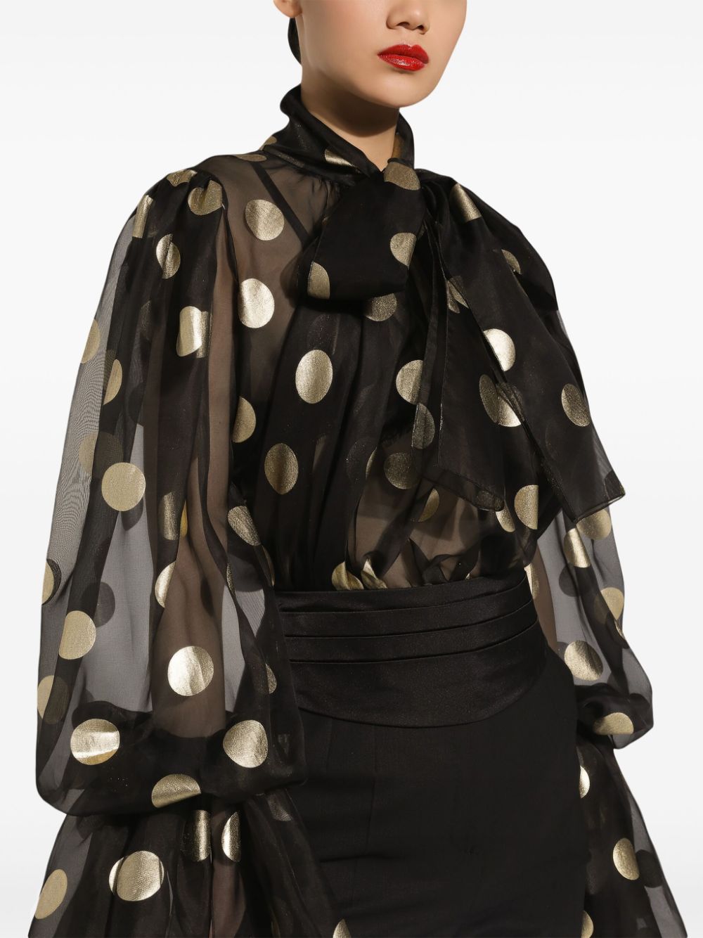 Dolce & Gabbana Silk Organza Blouse with Polka Dots