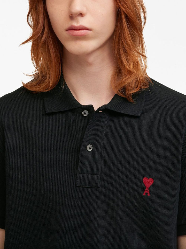 Ami Paris Black Ami De Coeur Polo shirt