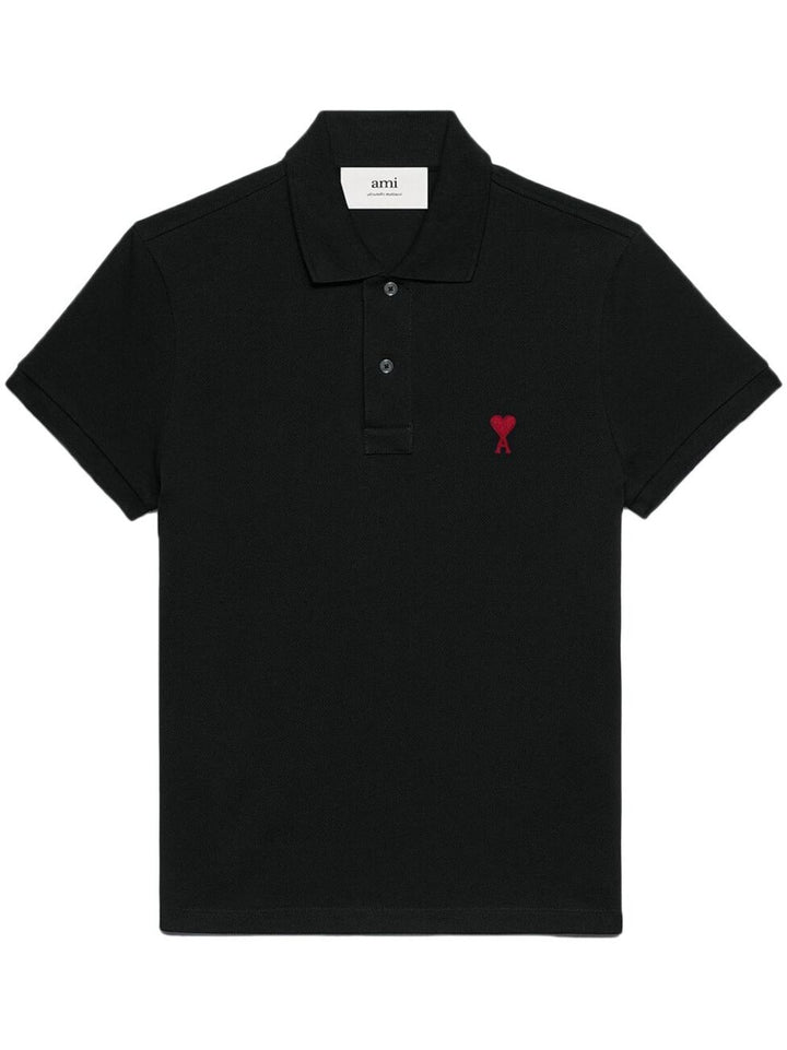 Ami Paris Black Ami De Coeur Polo shirt