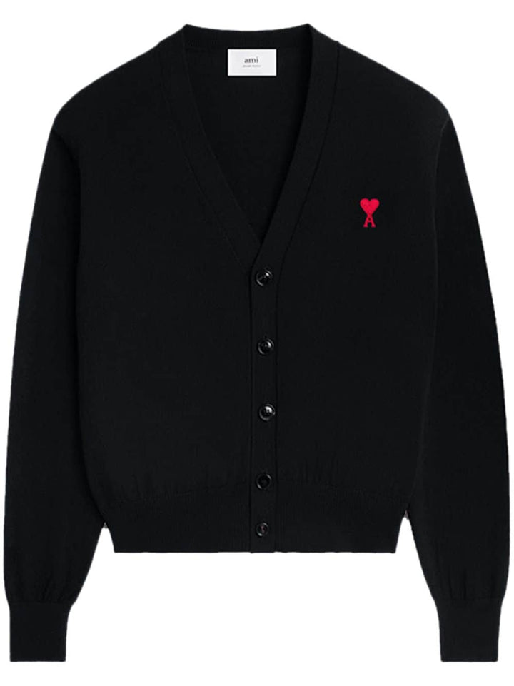 Ami Paris Ami De Coeur Black Cardigan