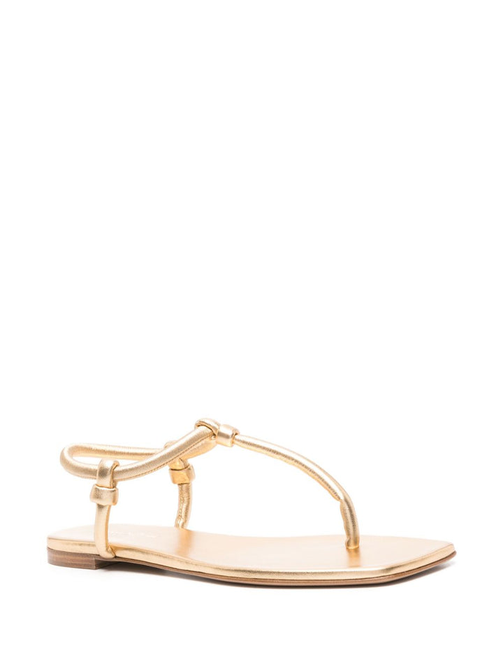 Gianvito Rossi Juno Thong Gold Sandals