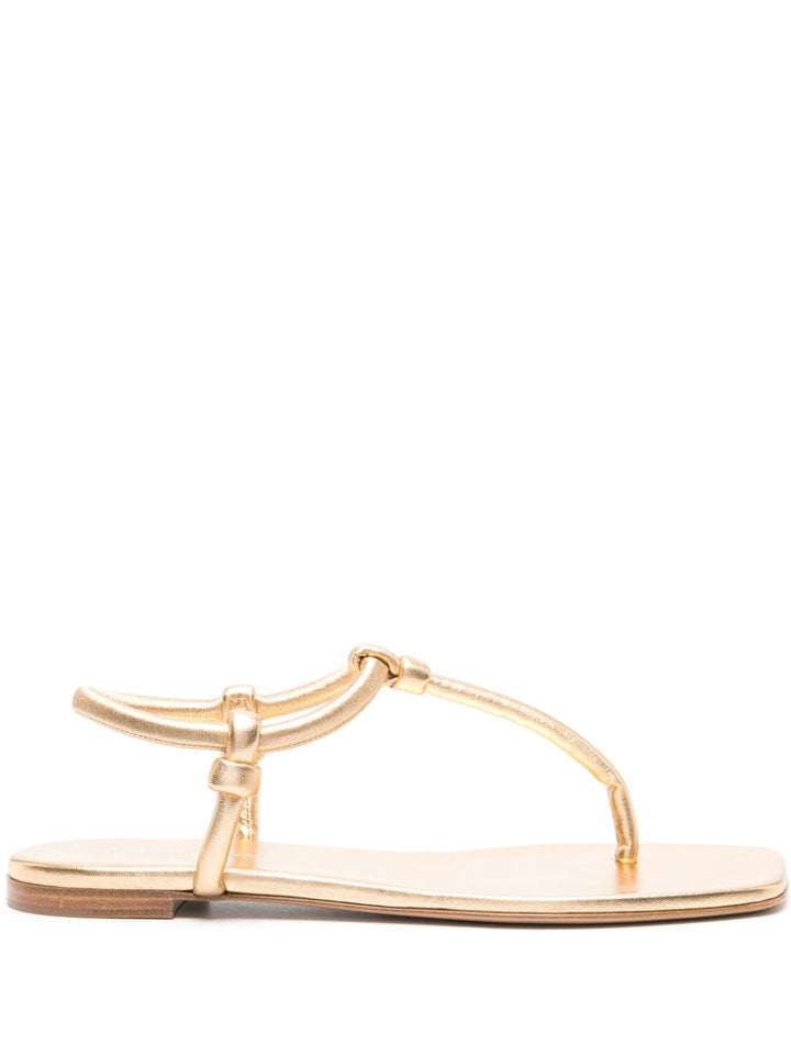 Gianvito Rossi Juno Thong Gold Sandals