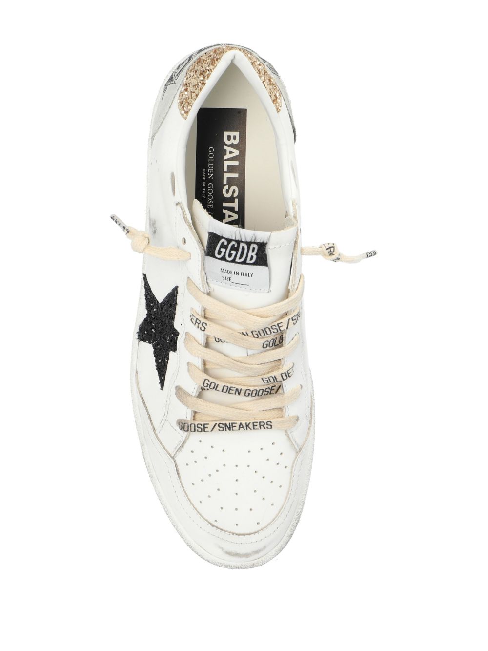 Golden Goose Ball Star Sneakers with Black Glitter Star