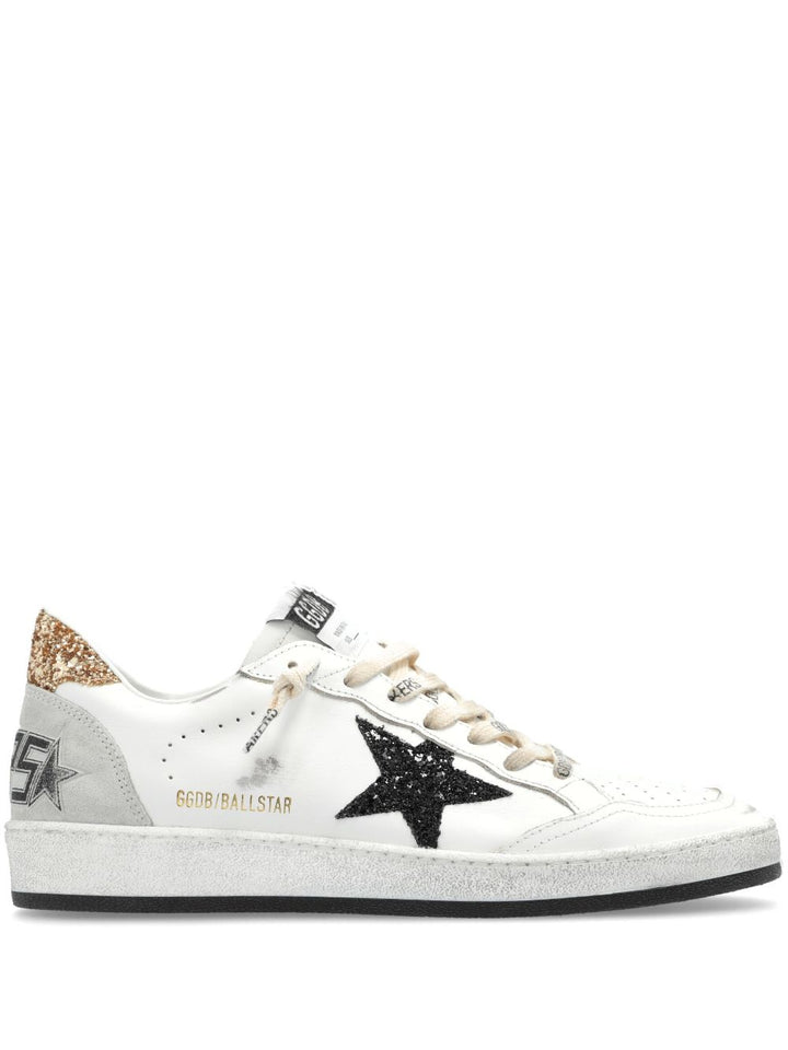 Golden Goose Ball Star Sneakers with Black Glitter Star