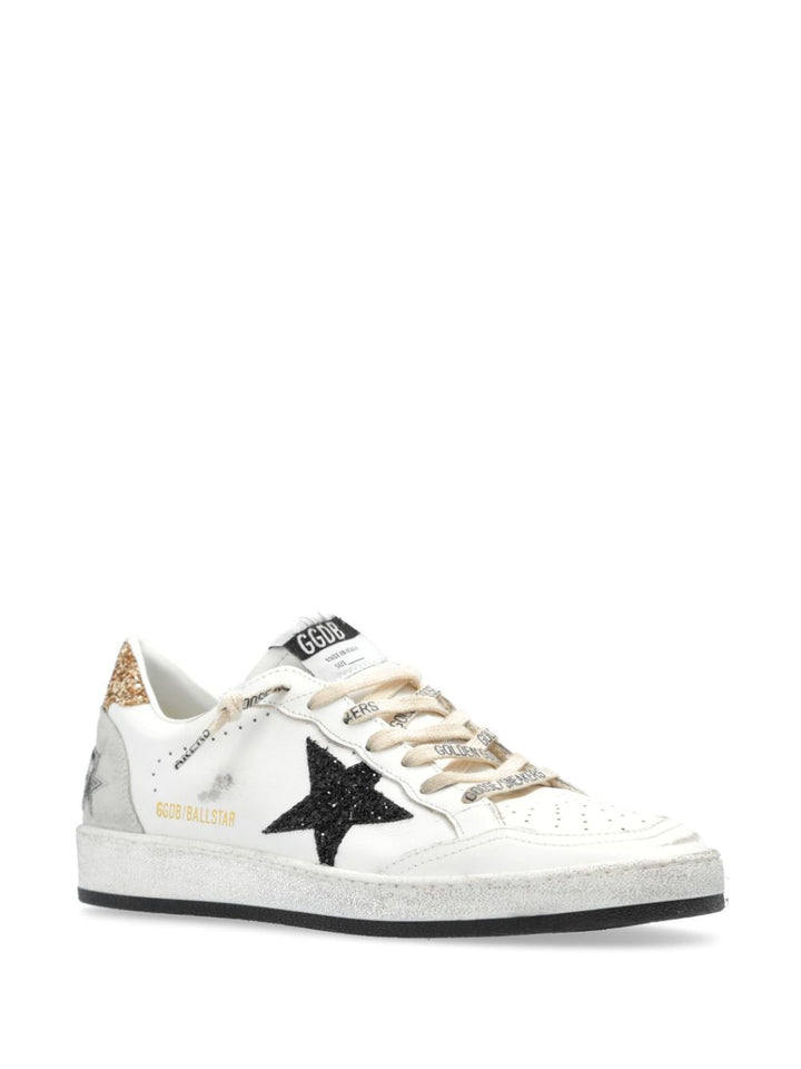 Golden Goose Ball Star Sneakers with Black Glitter Star