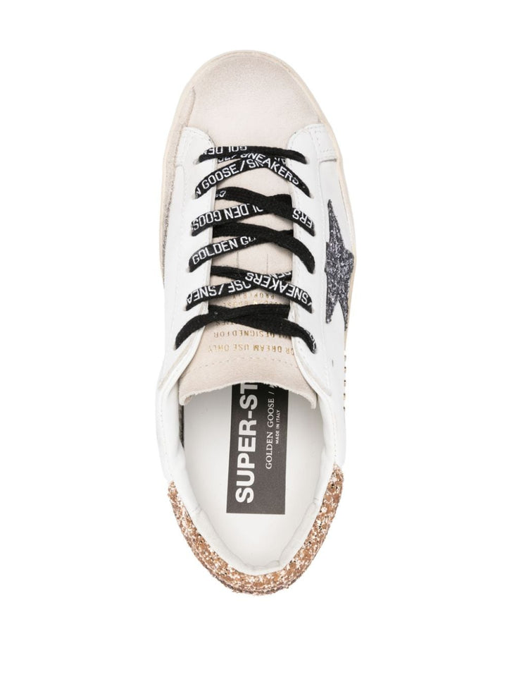 Golden Goose Super Star Sneakers with gold & silver glitter