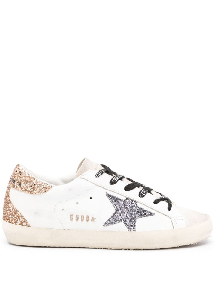 Golden Goose Super Star Sneakers with gold & silver glitter