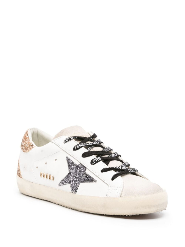 Golden Goose Super Star Sneakers with gold & silver glitter