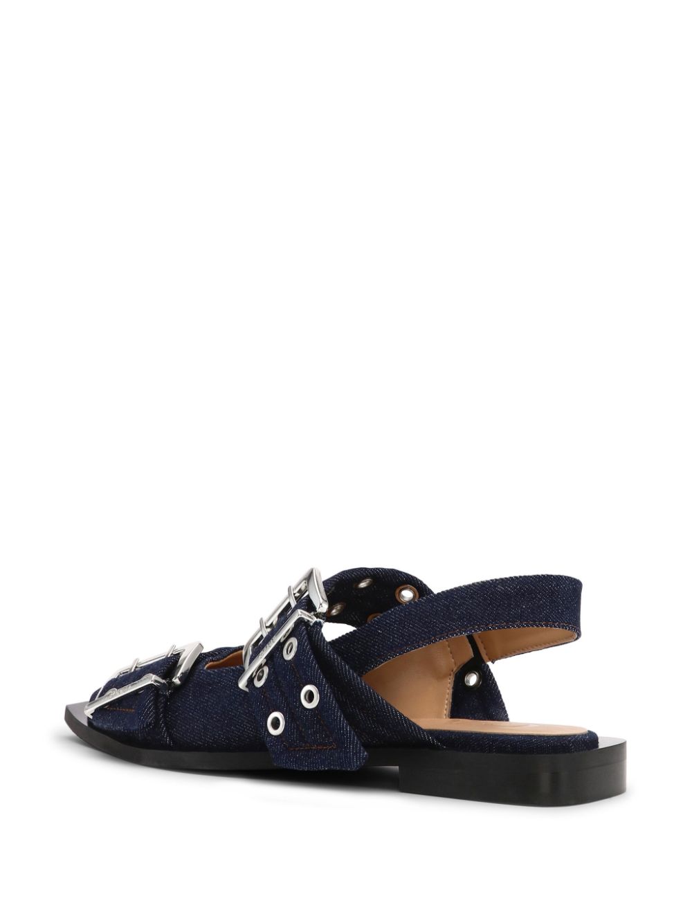 GANNI Flat Buckle Denim Slingbacks