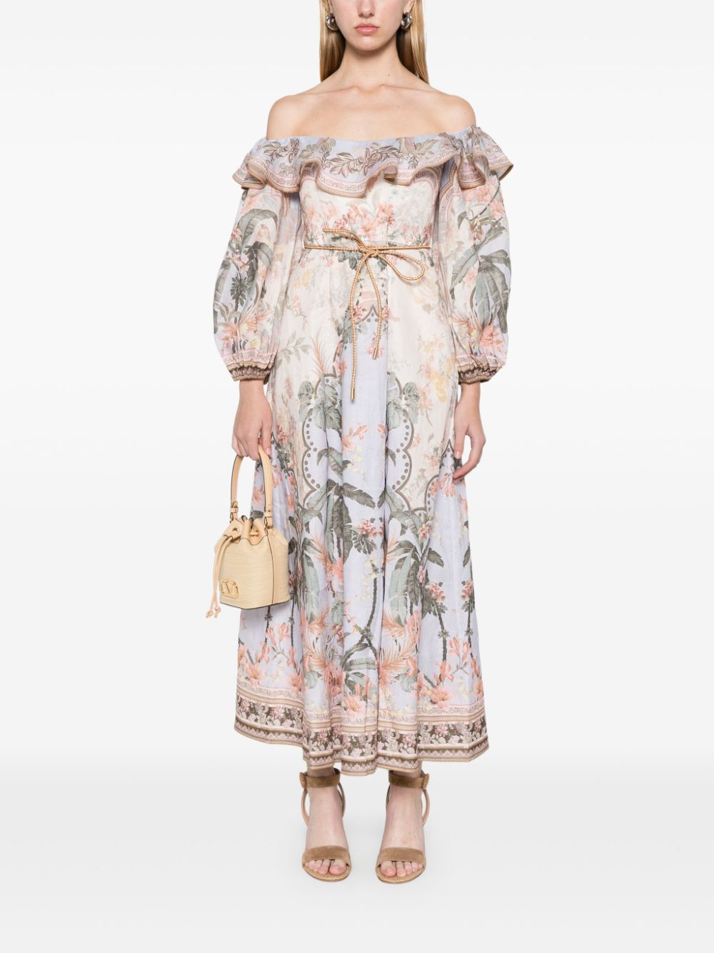 Zimmermann Wylie Off-Shoulder Midi Dress